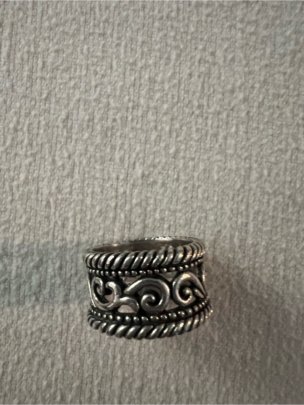 Brighton vintage Silver Scrollwork ring size 7.